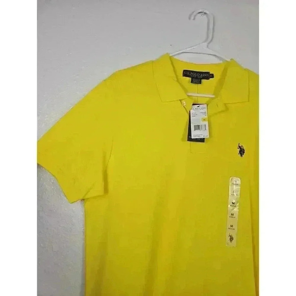 NWT US Polo Assn Yellow Pique Polo Shirt Short Sleeve Medium - Picture 2 of 5
